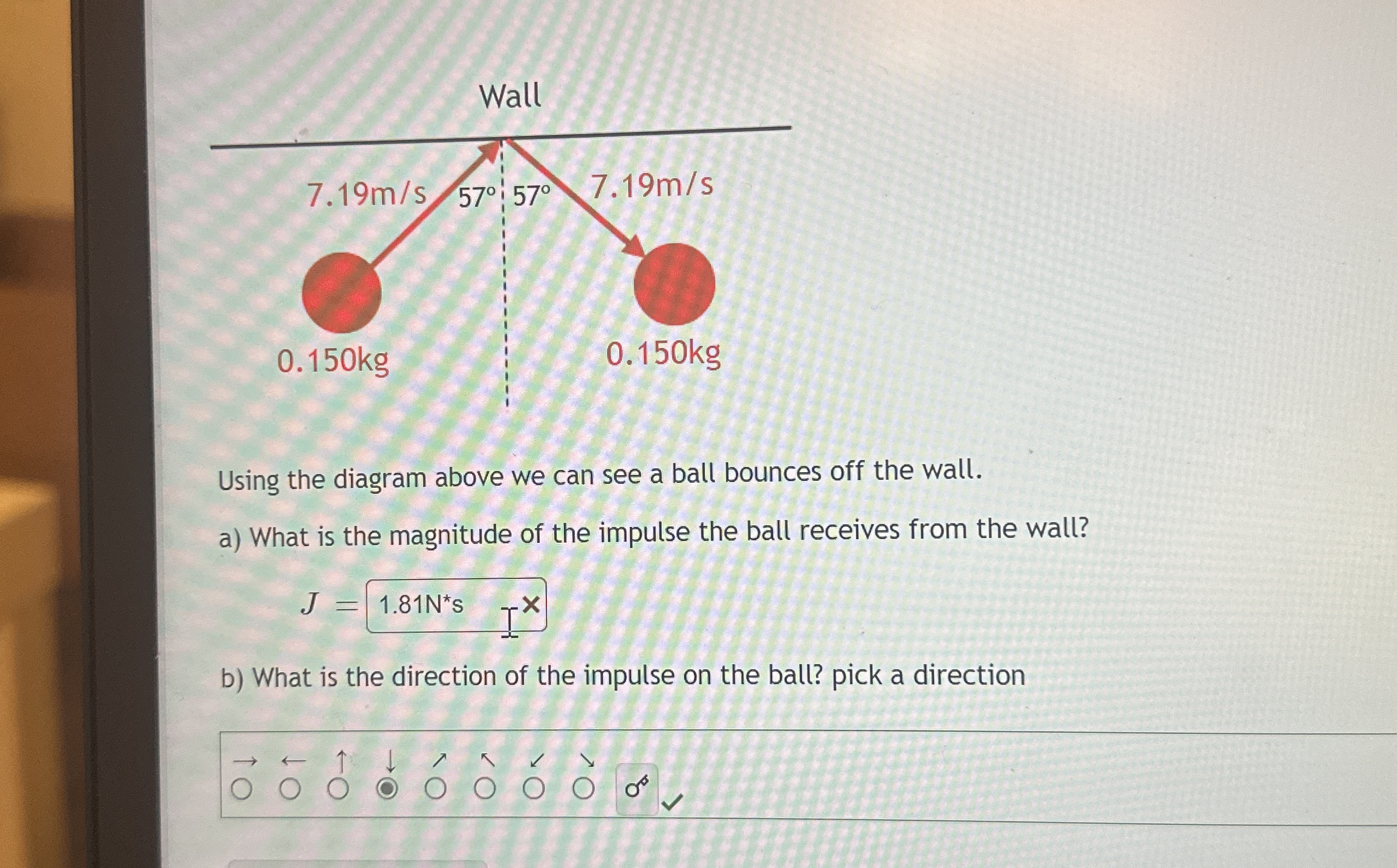 Using the diagram above we can see a ball bounces