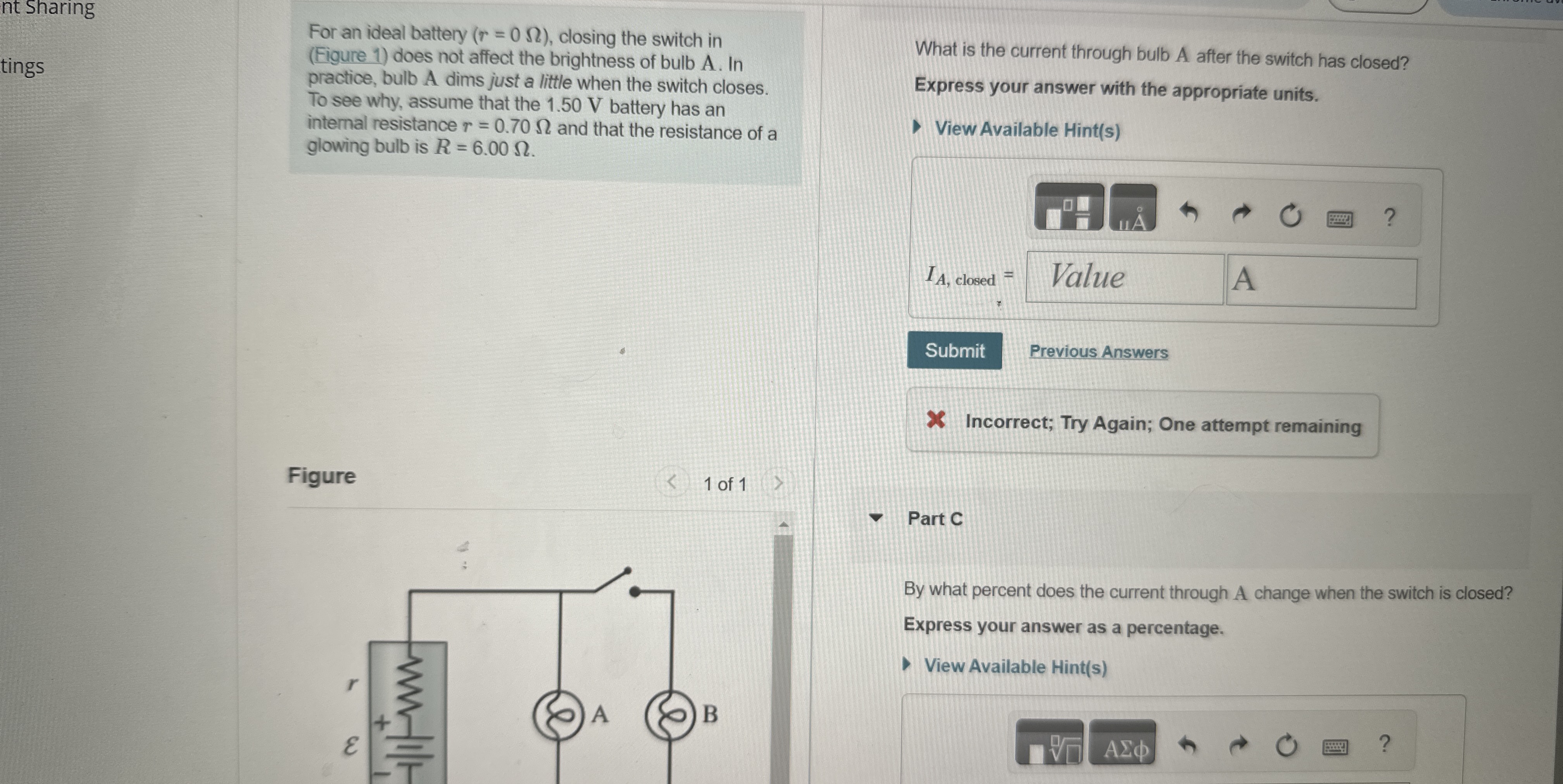 sharing For an ideal battery ( r = 0 ) , closing