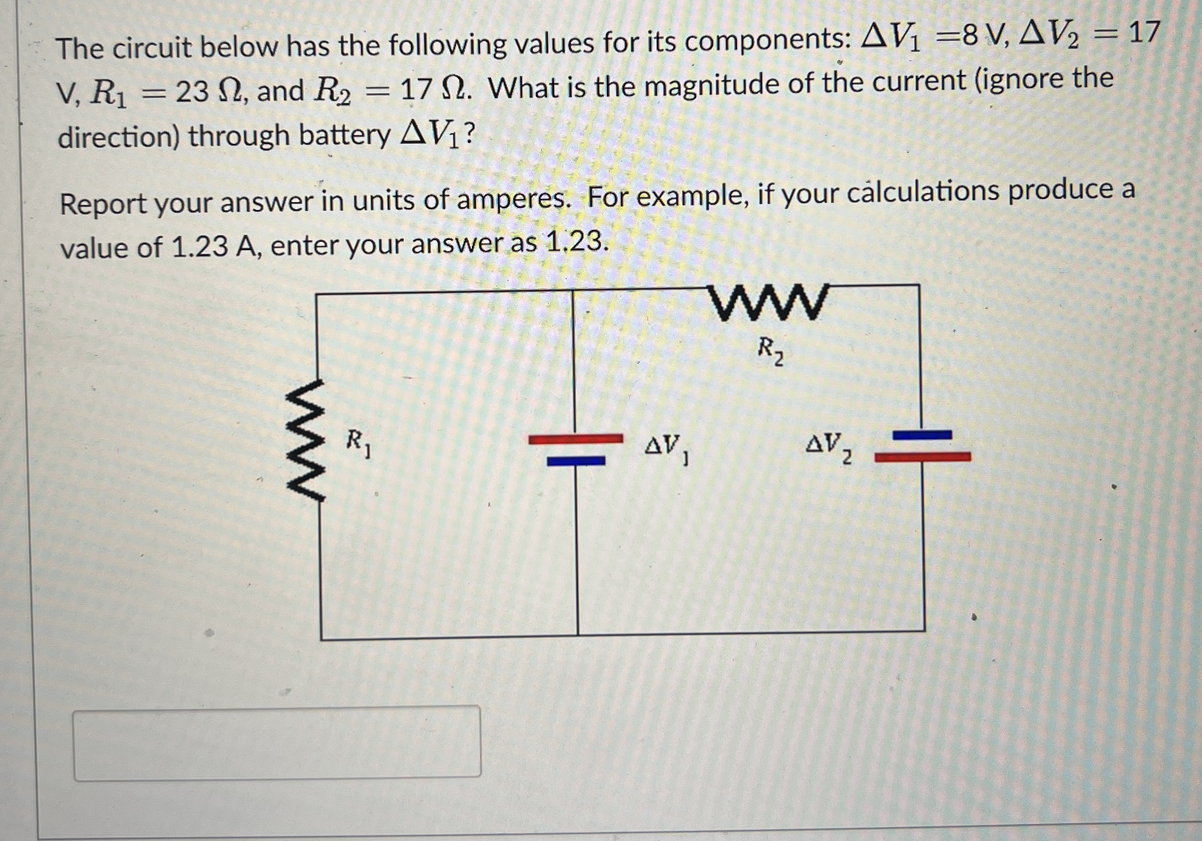 The circuit below has the following values for