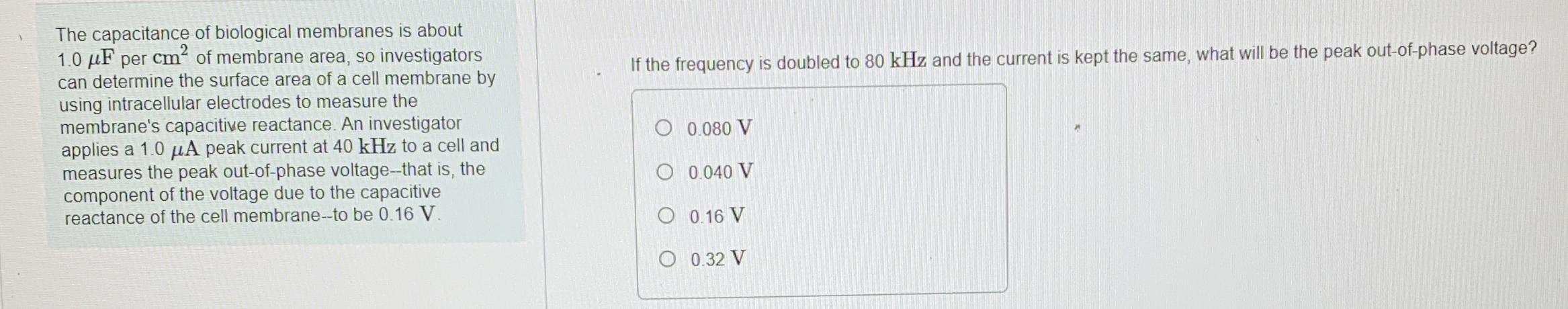 The capacitance of biological membranes is about