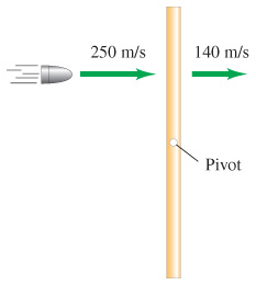 A uniform stick 1 . 4 mm long with a total mass
