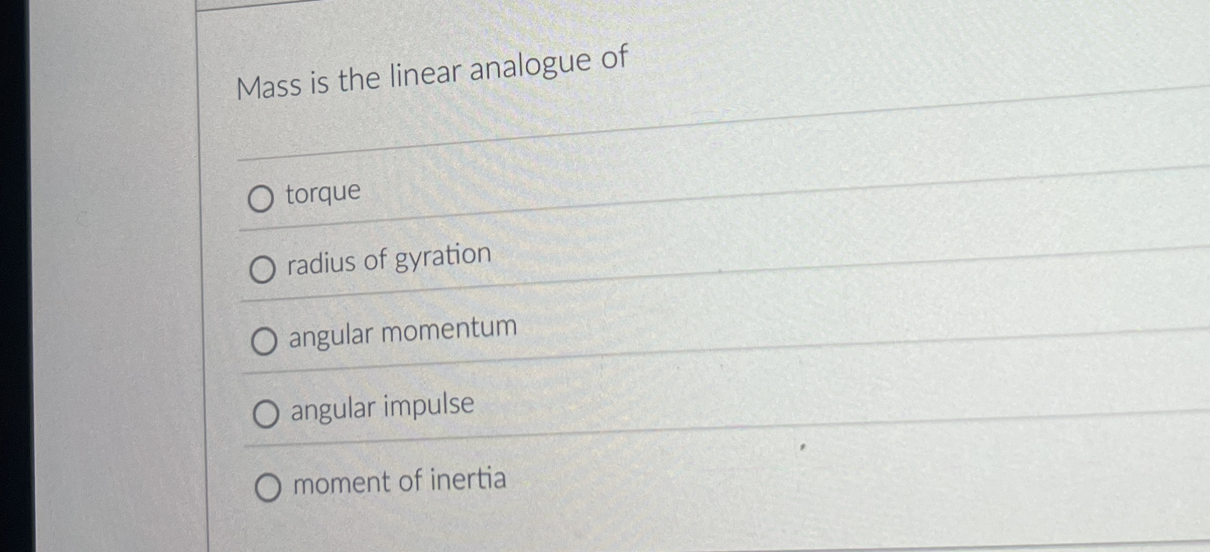 Mass is the linear analogue of torque radius of