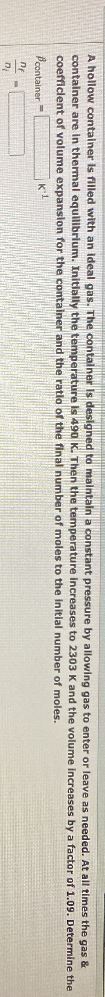 NEED HELP ASAP A hollow container is filled with