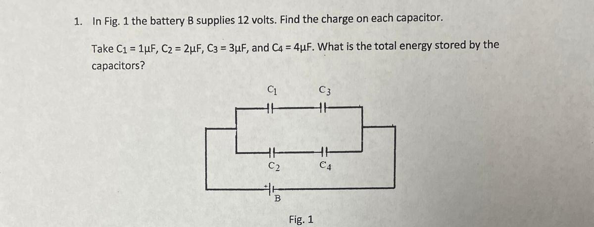 In Fig. 1 the battery B supplies 1 2 volts. Find