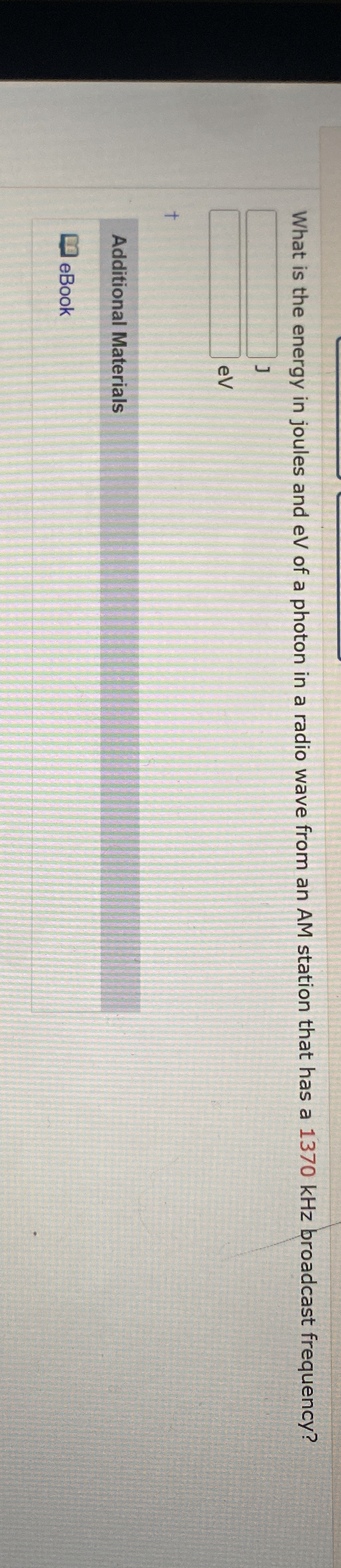 What is the energy in joules and eV of a photon