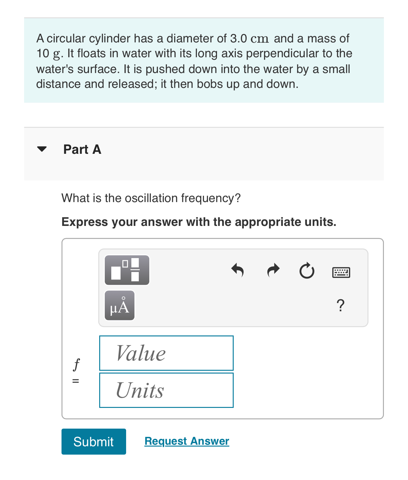A circular cylinder has a diameter of 3 . 0 cm