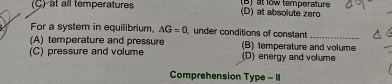 For a system in equilibrium, G = 0 , under