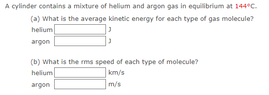 A cylinder contains a mixture of helium and argon