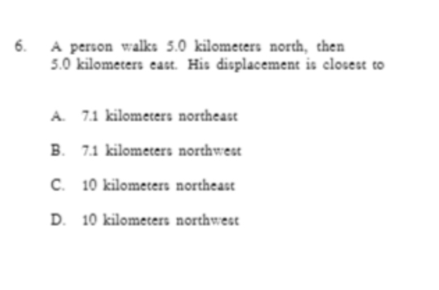 A person walks 5 . 0 kilometers north, then 5 . 0