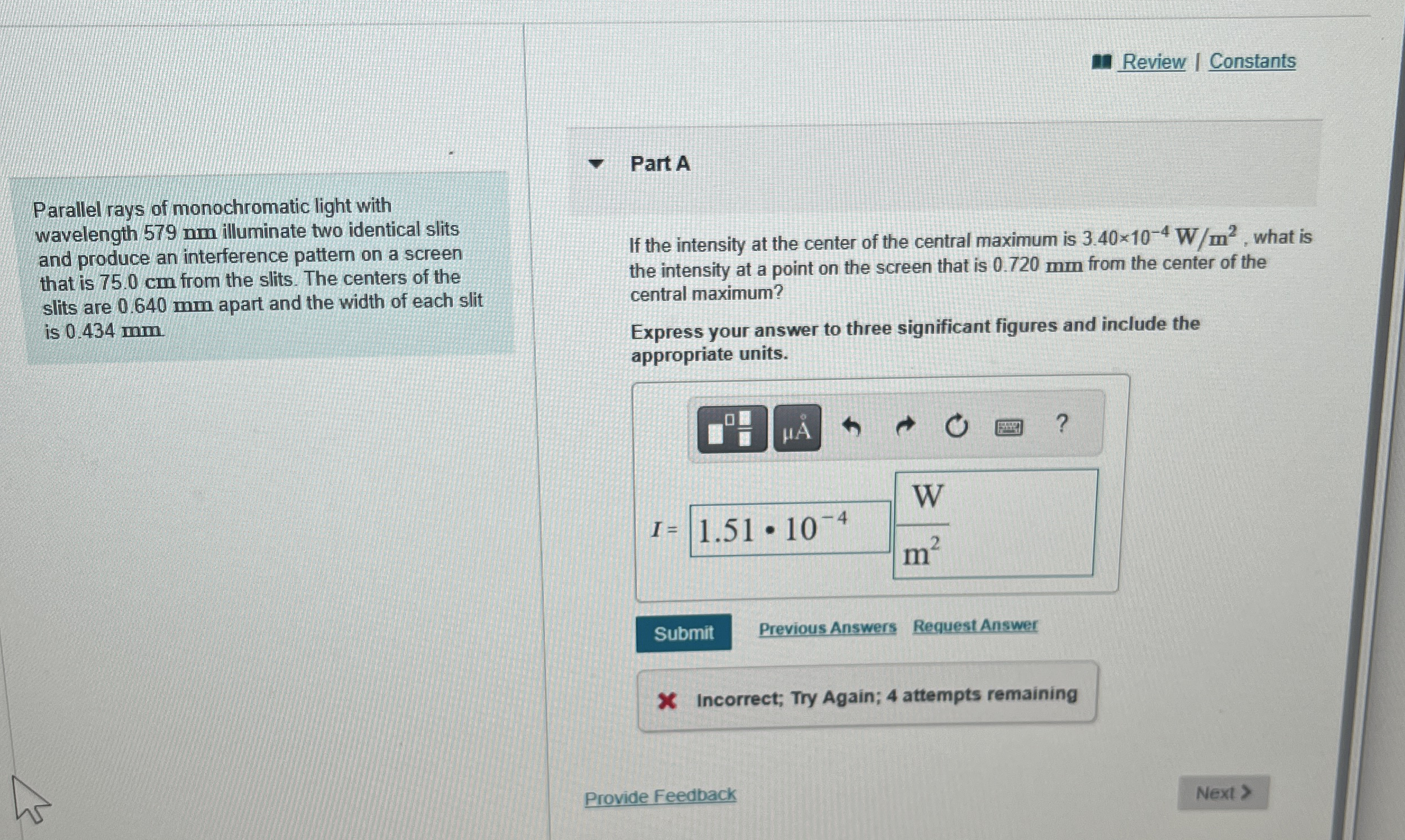 Parallel rays of monochromatic light with