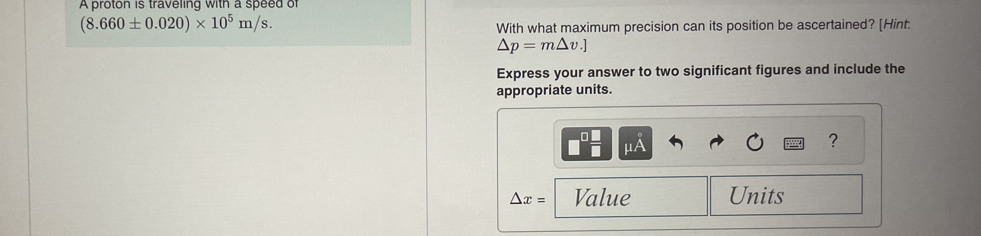 A proton is traveling with a speed of ( 8 . 6 6 0