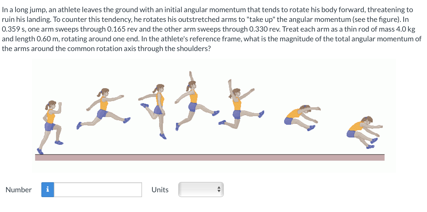 In a long jump, an athlete leaves the ground with