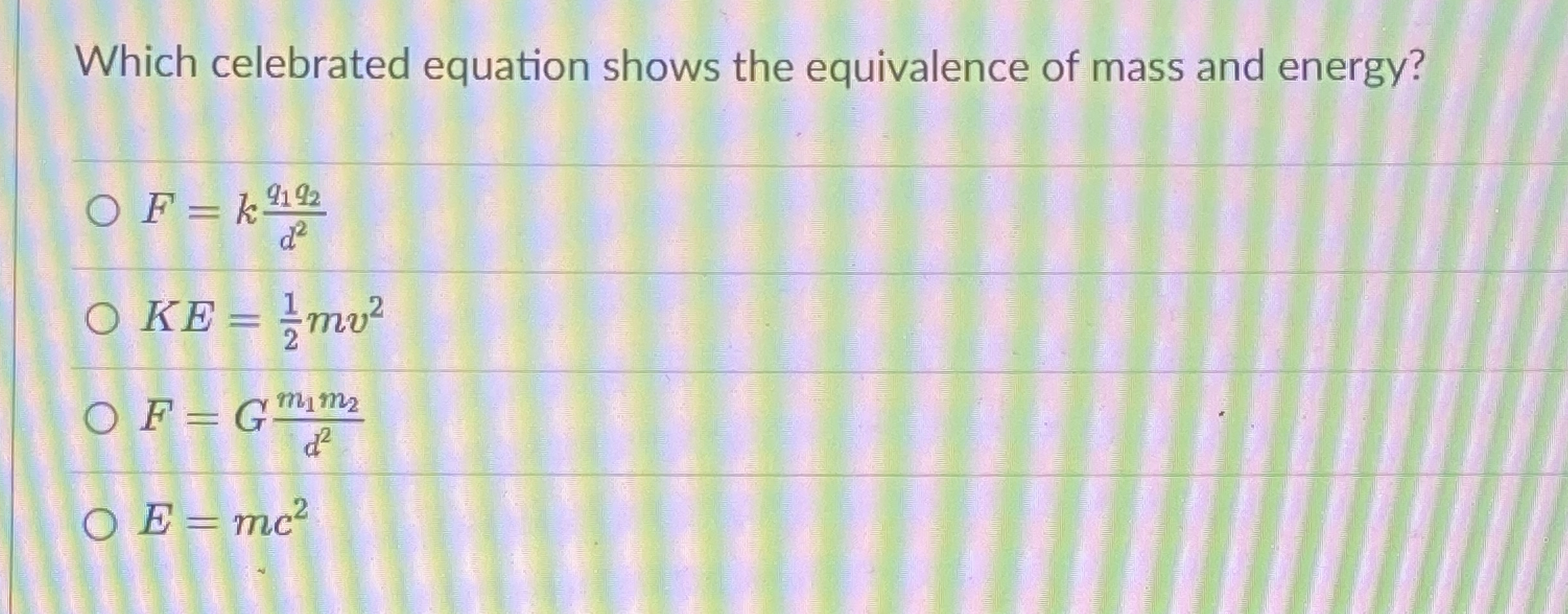 Which celebrated equation shows the equivalence
