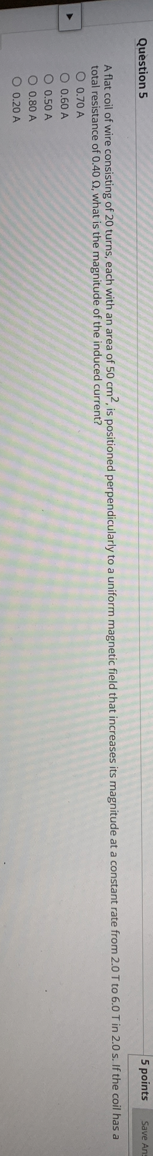 Question 5 5 points Save A n total resistance of