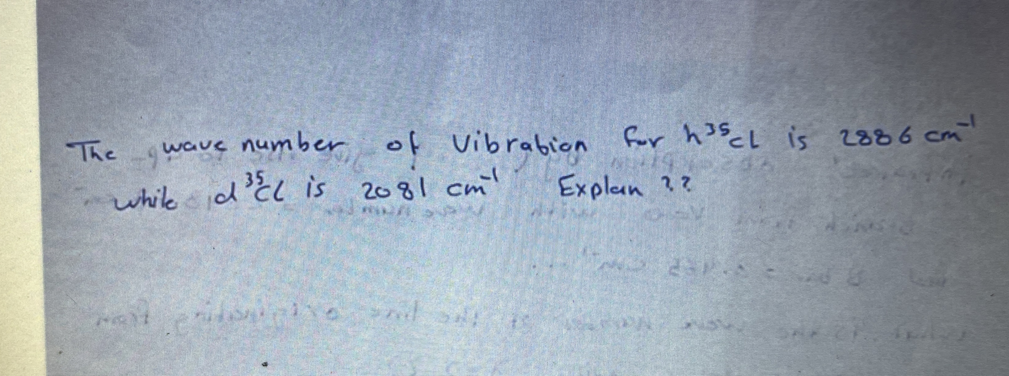 The wave number of Vibrabion for h 3 5 c l is 2 8