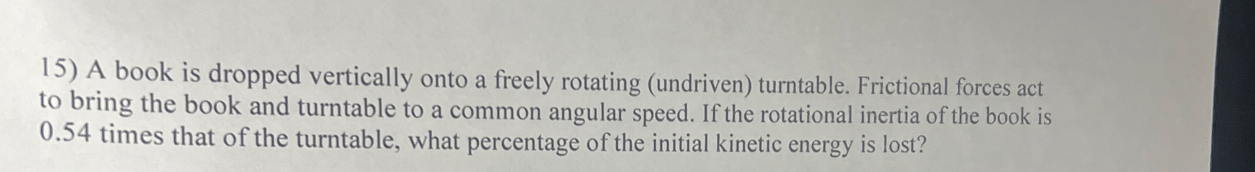 A book is dropped vertically onto a freely