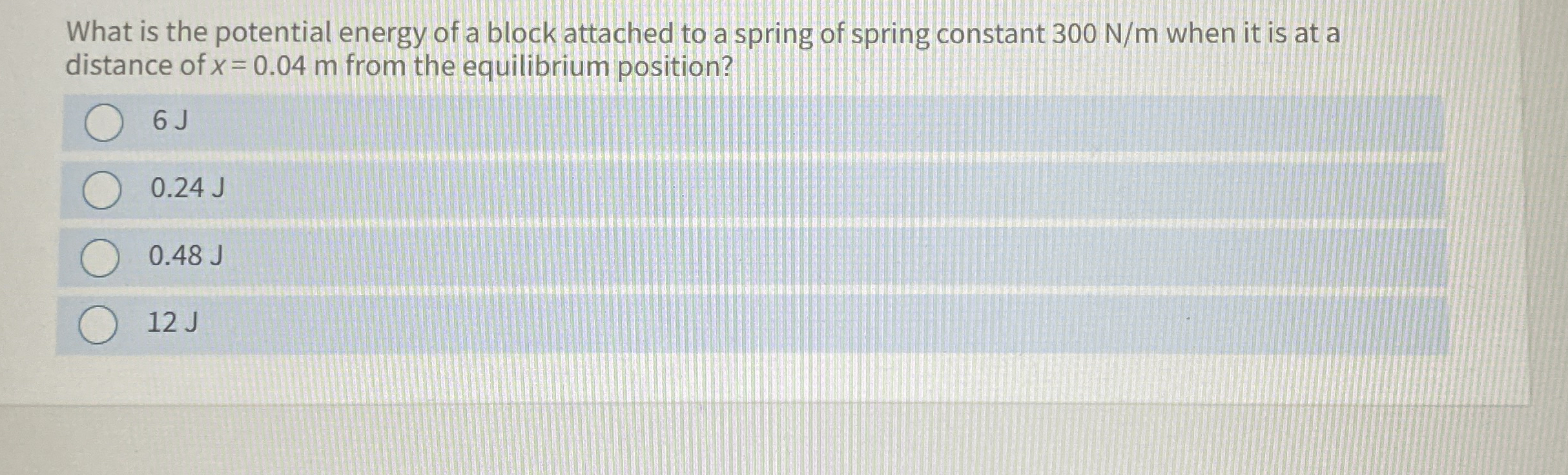What is the potential energy of a block attached