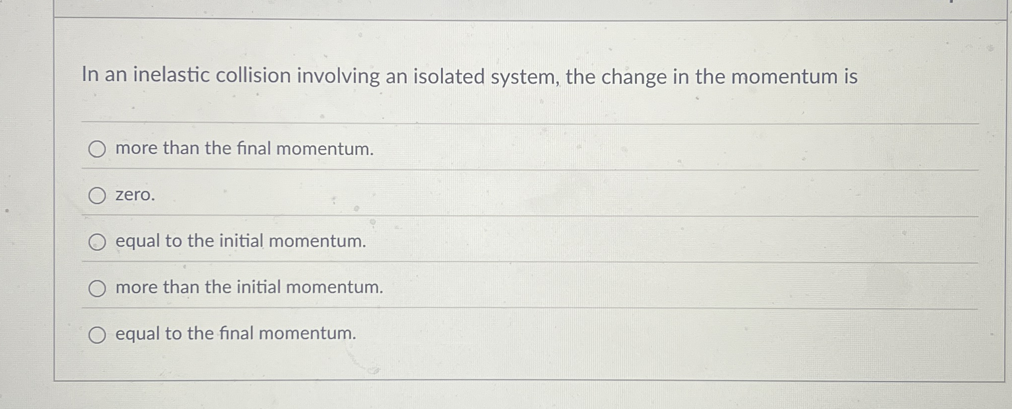 In an inelastic collision involving an isolated