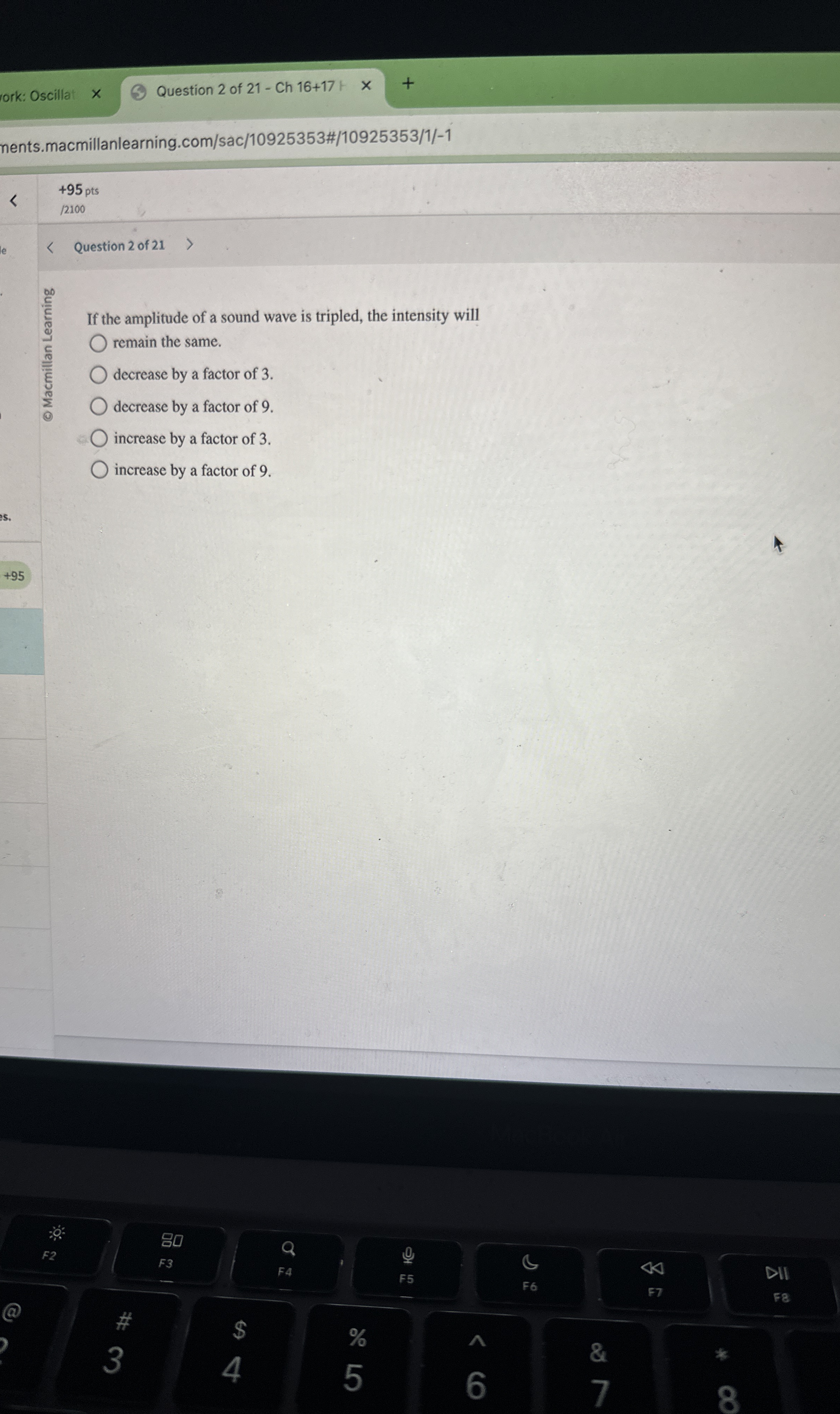 ork: Oscillat Question 2 of 2 1 - Ch 1 6 + 1 7 F