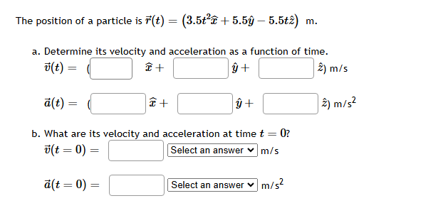 The position of a particle is vec ( r ) ( t ) = (