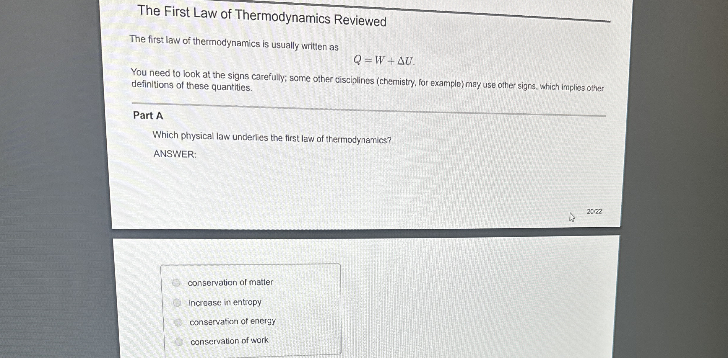 The First Law of Thermodynamics Reviewed The