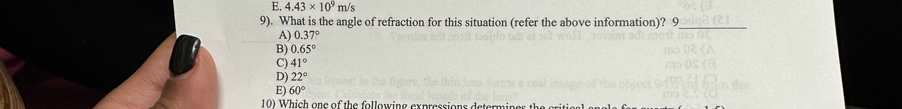 . What is the angle of refraction for this