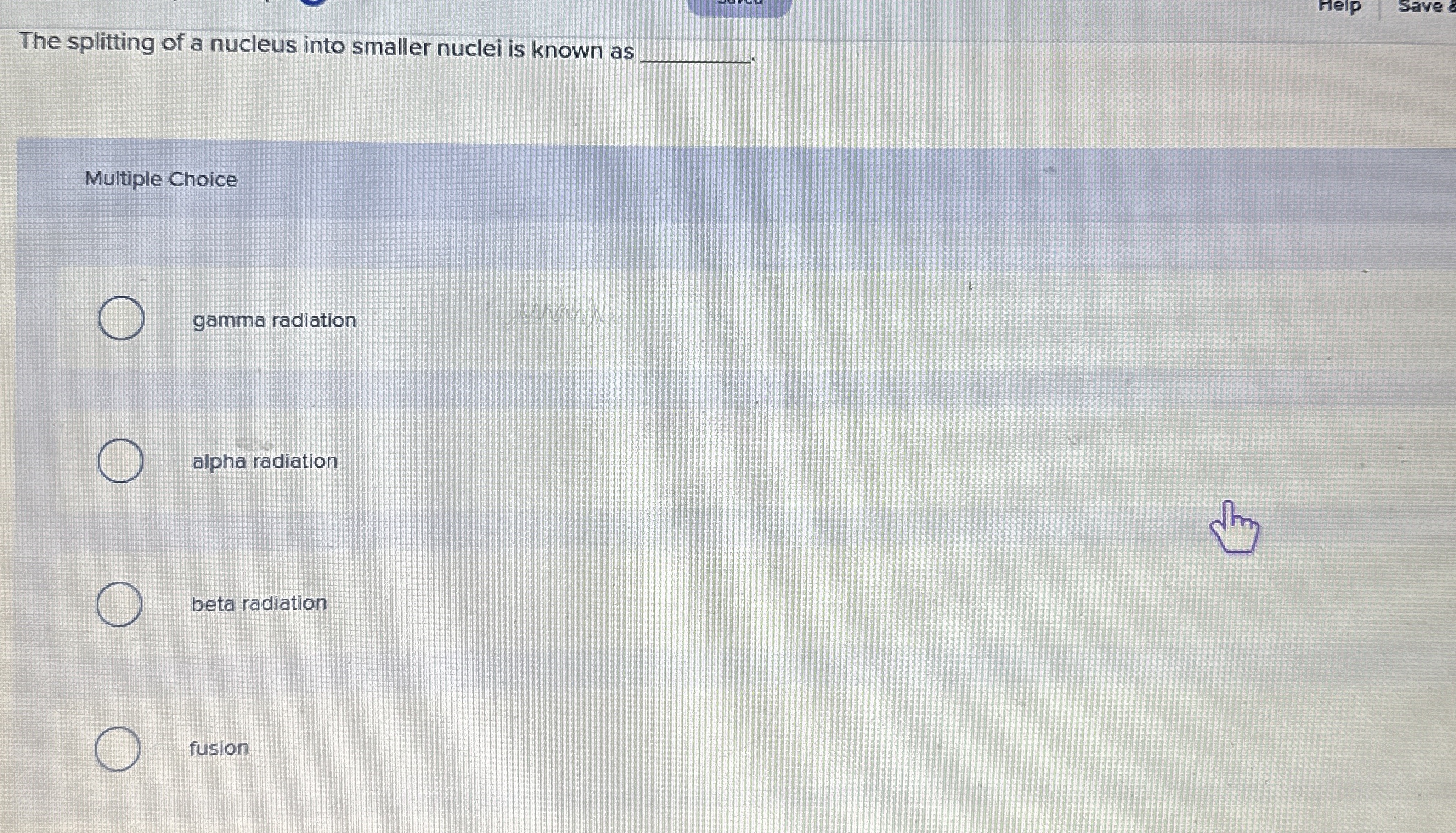 The splitting of a nucleus into smaller nuclei is