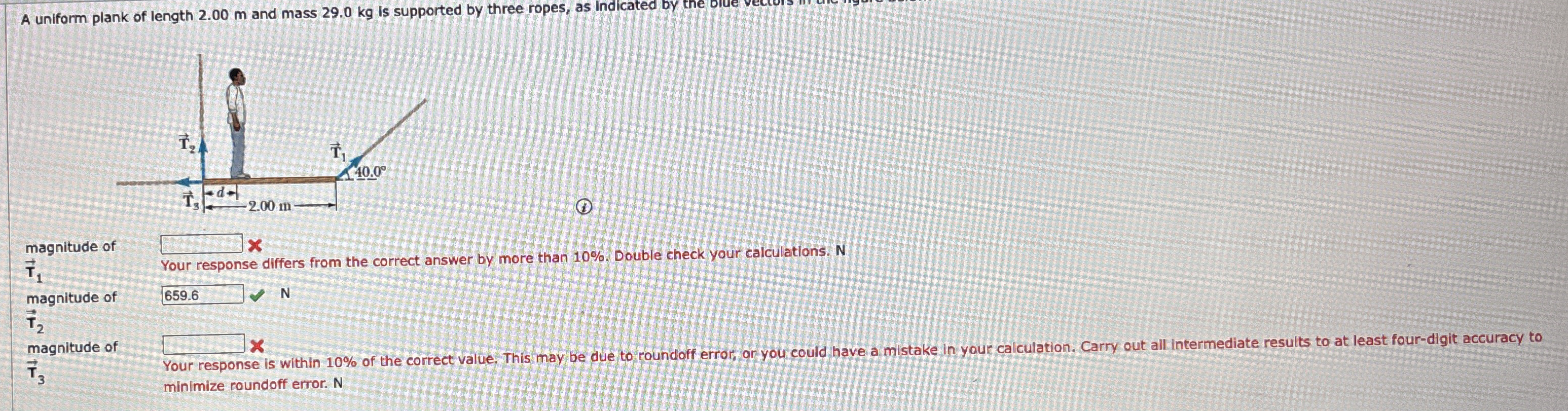 A uniform plank of length 2 . 0 0 m and mass 2 9