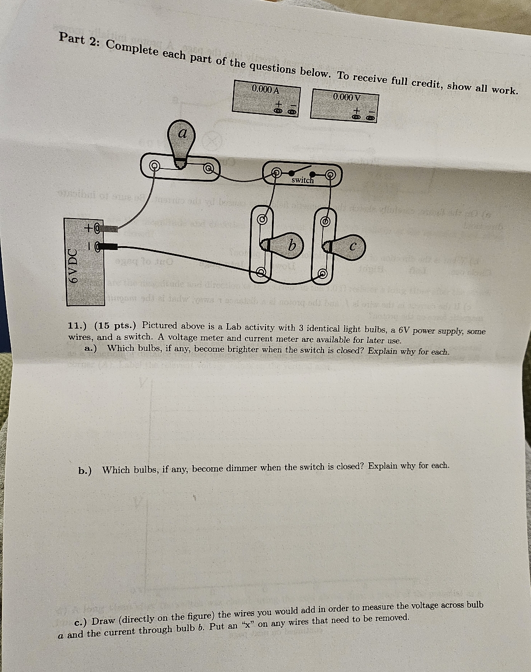 Part 2 : Complete each part of the questions