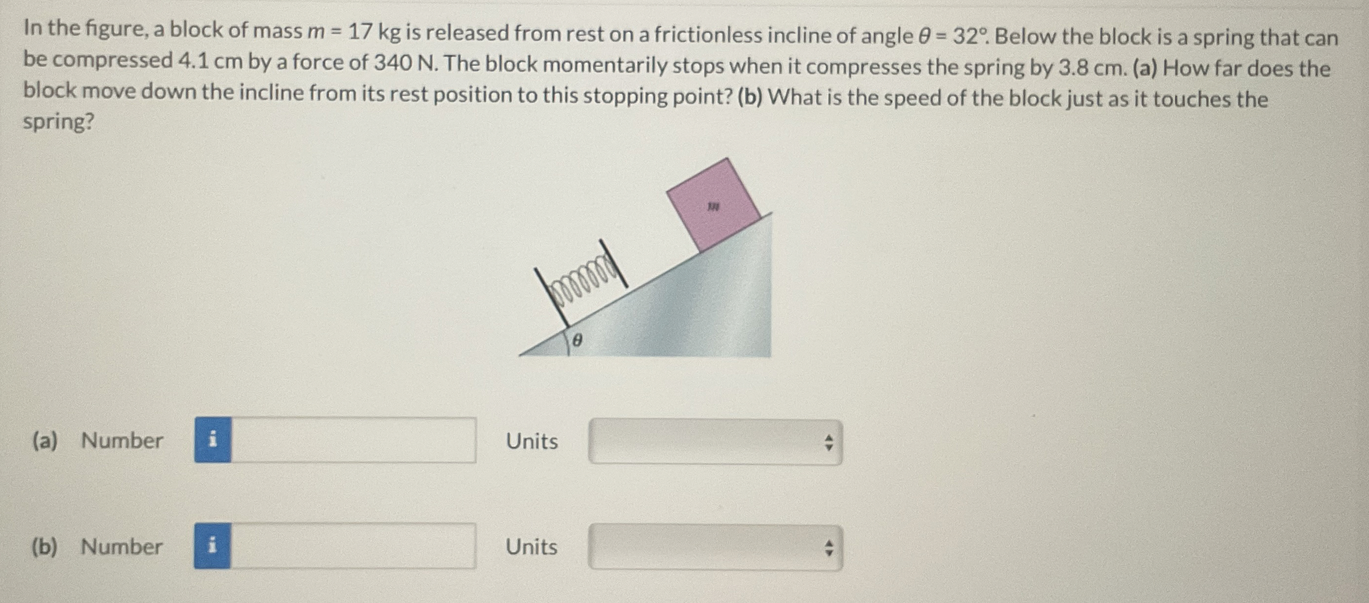 In the figure, a block of mass m = 1 7 k g is
