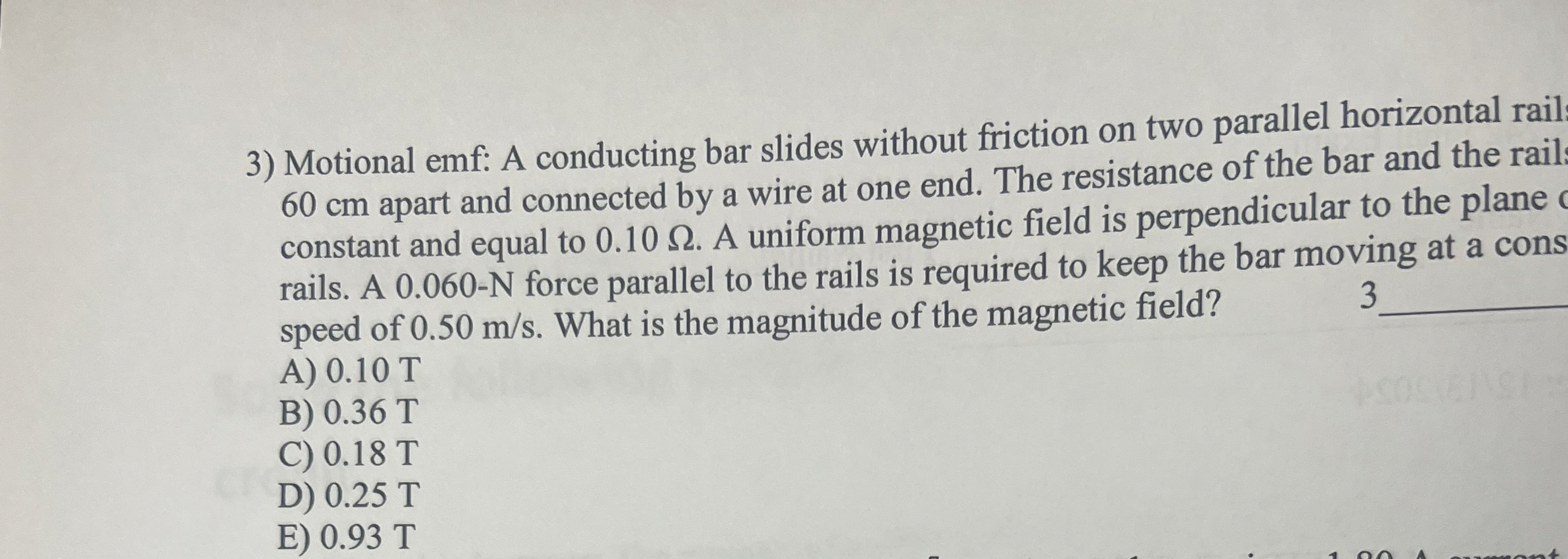 Motional emf: A conducting bar slides without