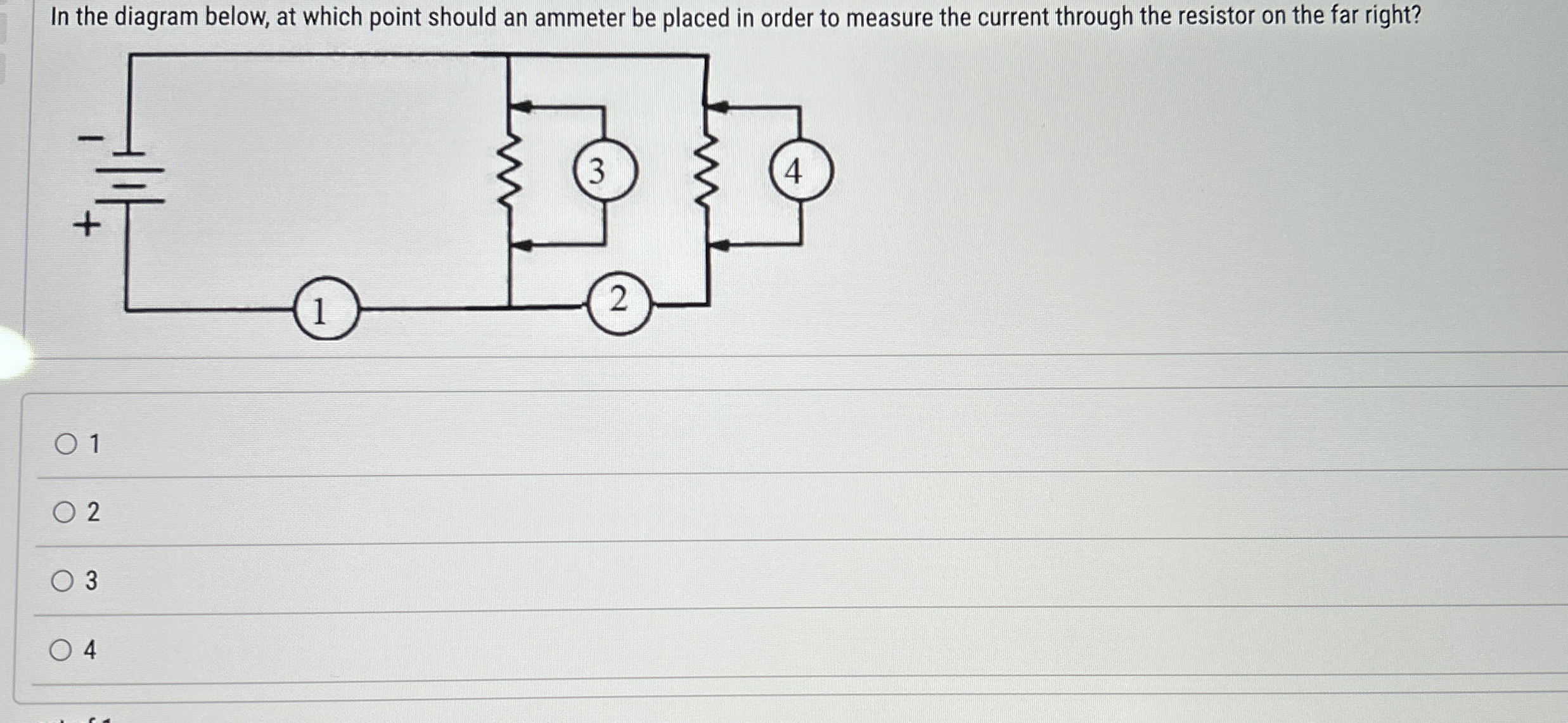 In the diagram below, at which point should an