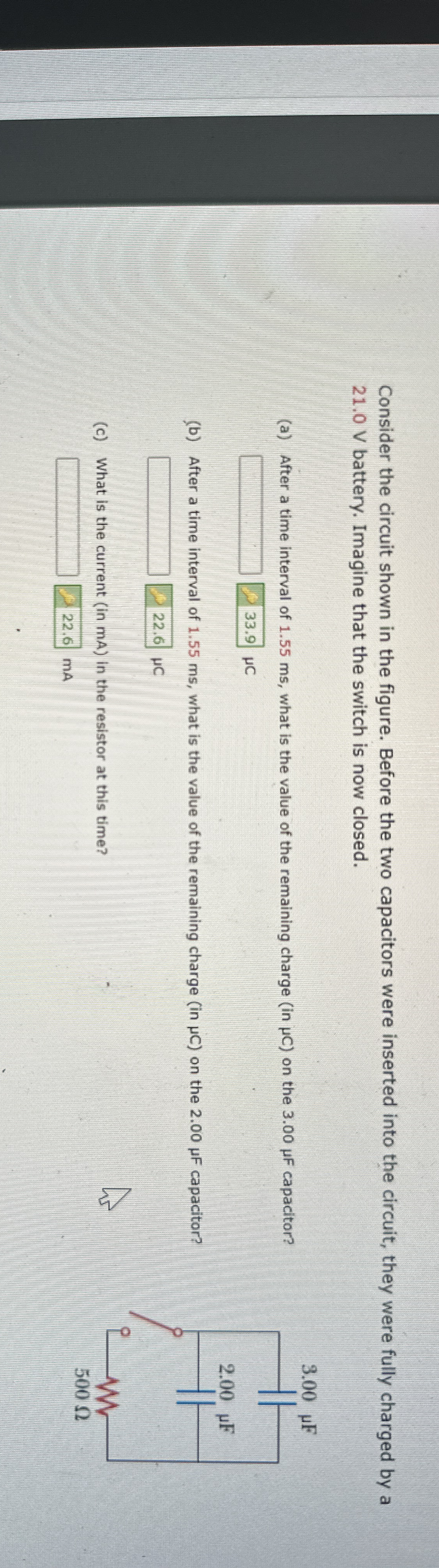 Consider the circuit shown in the figure. Before