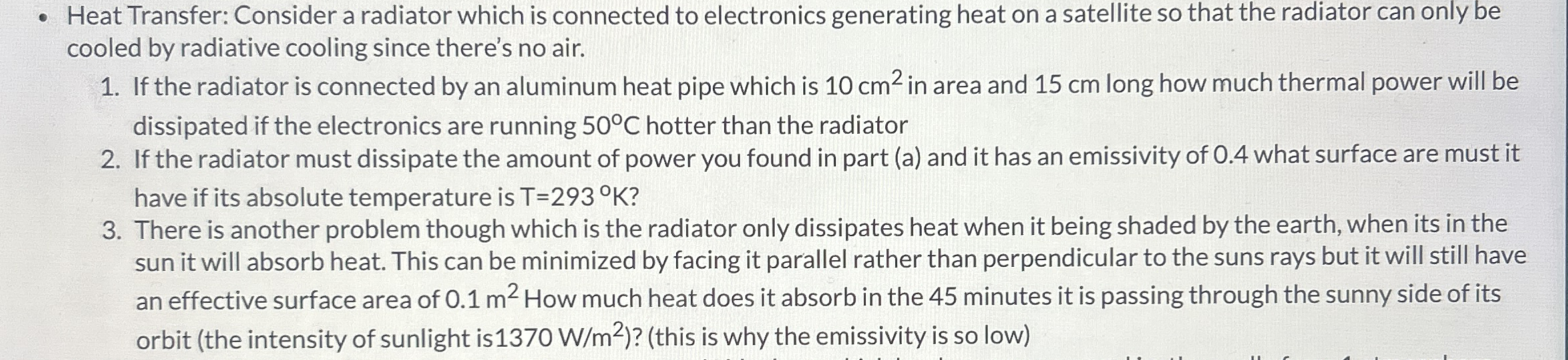 Heat Transfer: Consider a radiator which is