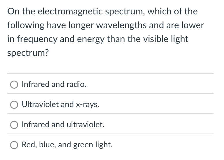On the electromagnetic spectrum, which of the