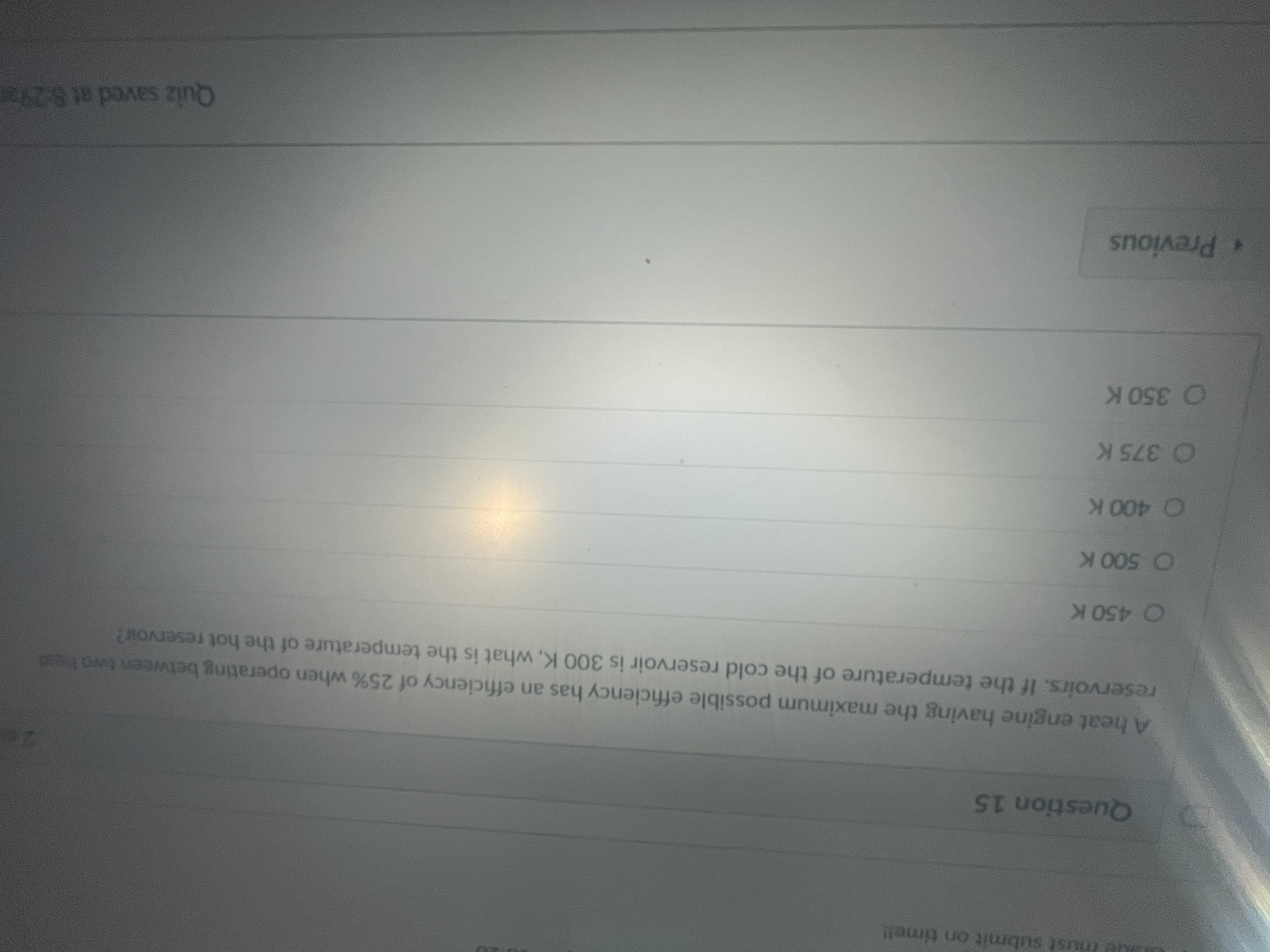 Question 1 5 A heat engine having the maximum