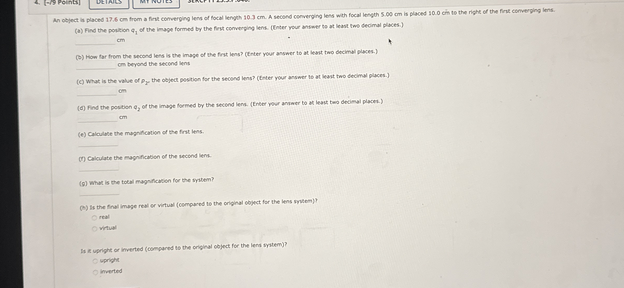 An object is placed 1 7 . 6 cm from a first