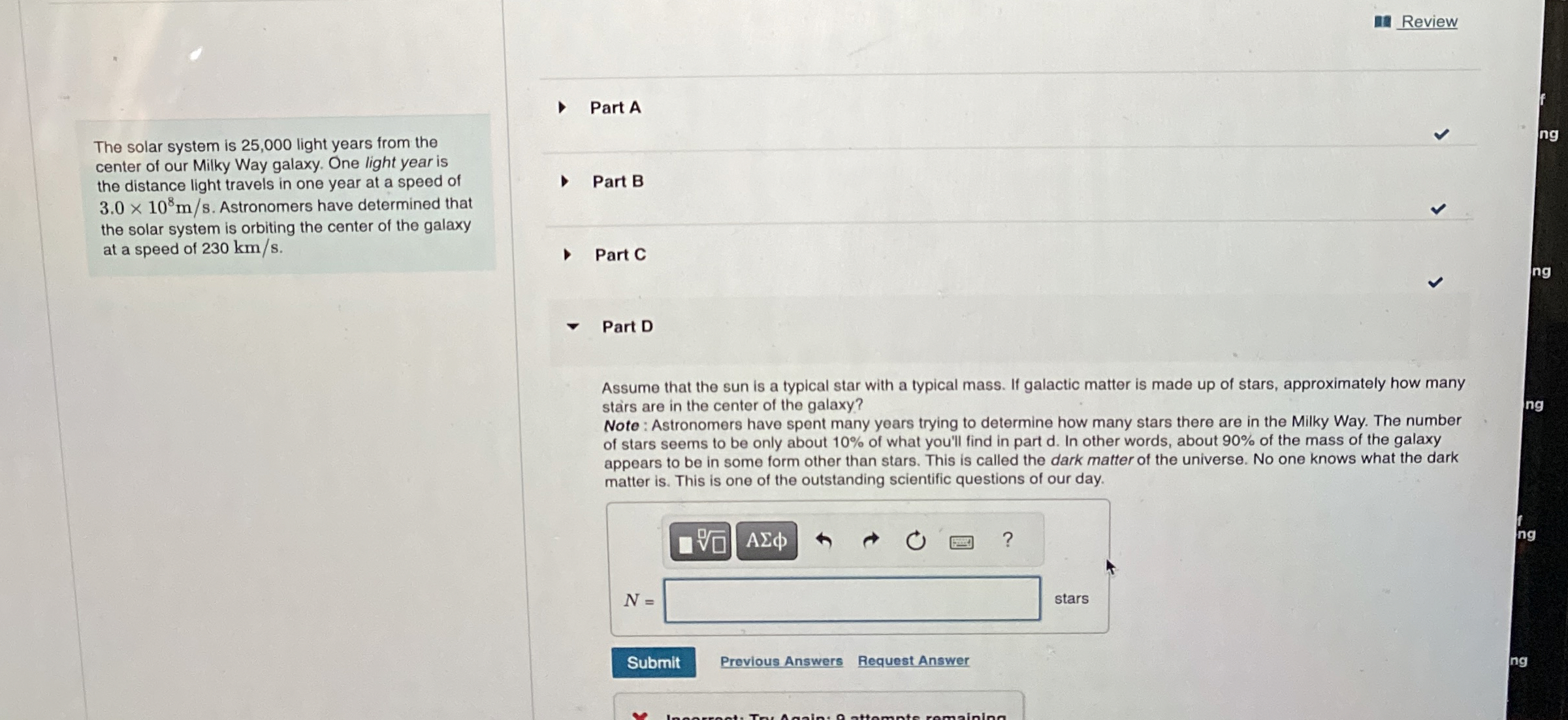 Review The solar system is 2 5 , 0 0 0 light