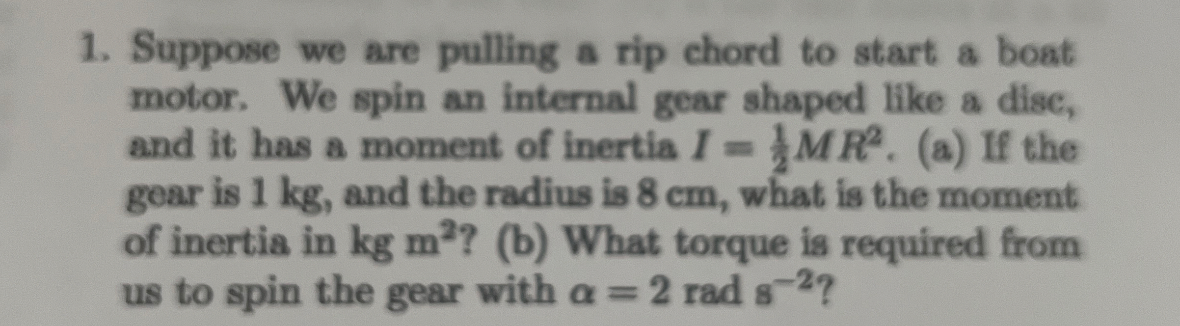 Suppose we are pulling a rip chord to start a