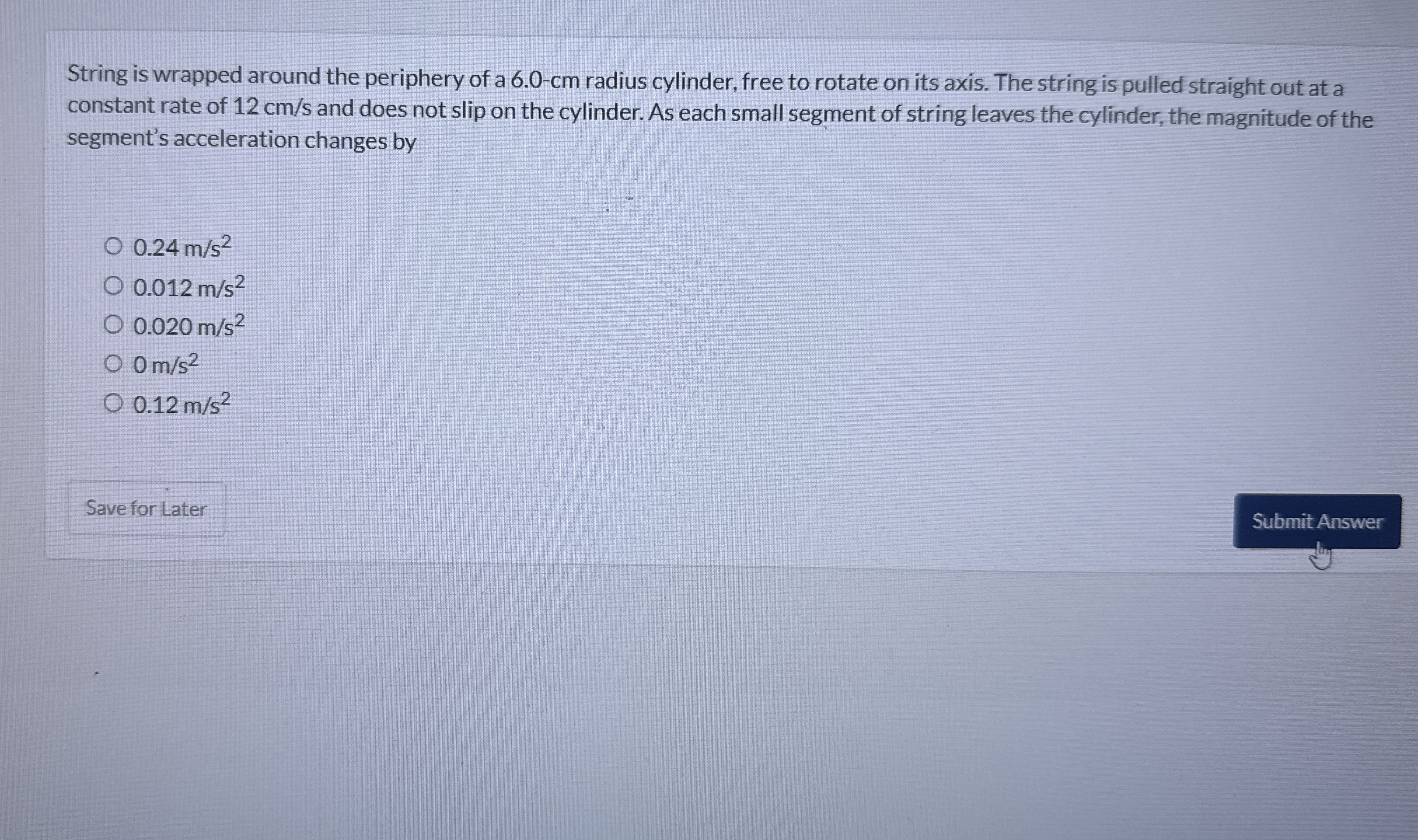 String is wrapped around the periphery of a 6 . 0
