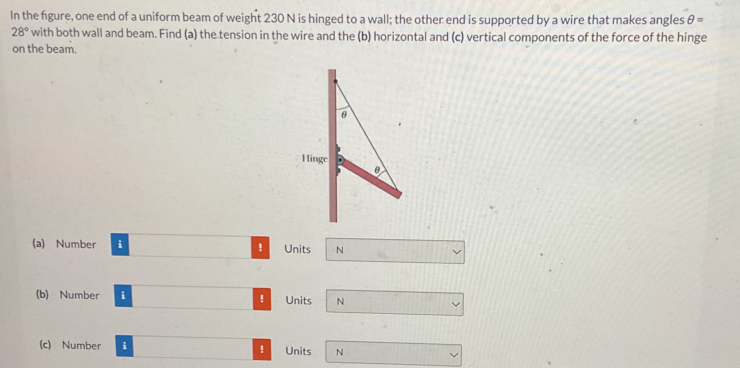 In the figure, one end of a uniform beam of