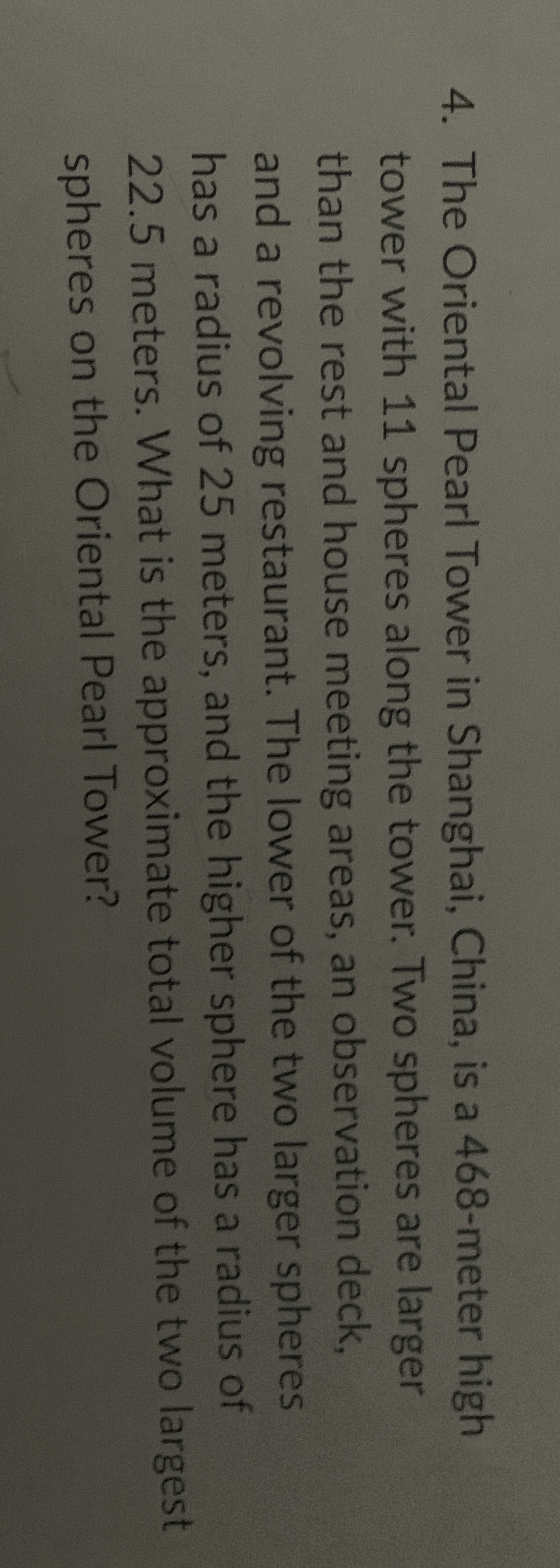 The Oriental Pearl Tower in Shanghai, China, is a