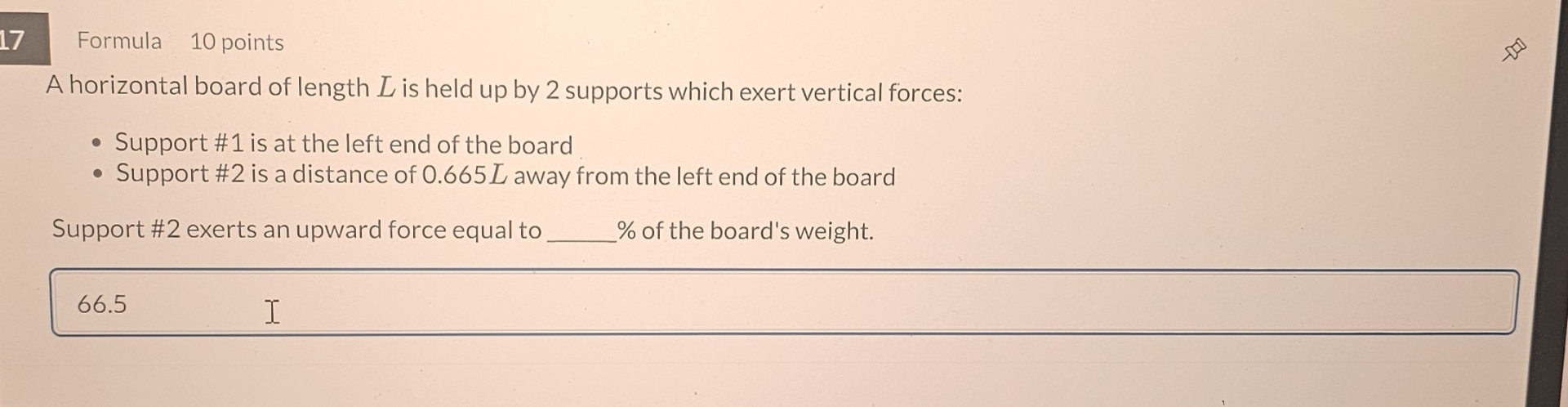 1 7 Formula 1 0 points A horizontal board of