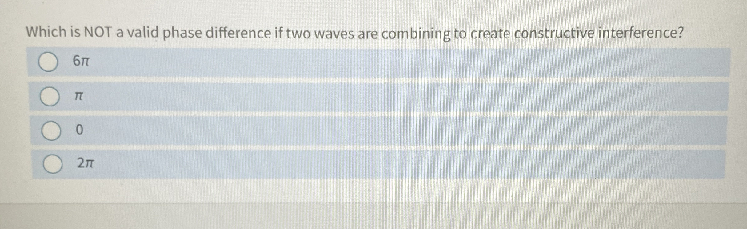 Which is NOT a valid phase difference if two