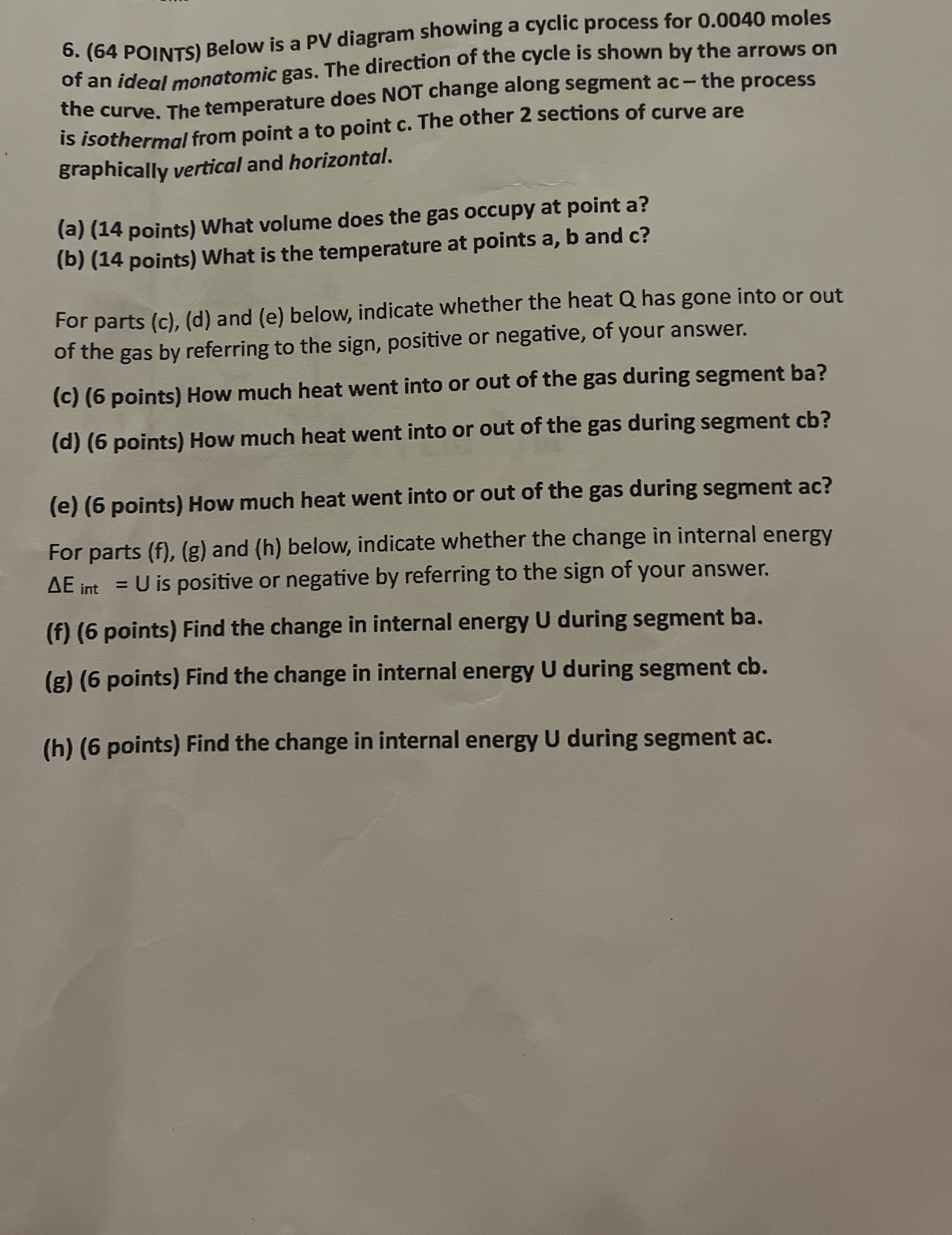 Below is a PV diagram showing a cyclic process