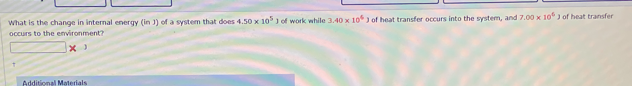 What is the change in internal energy ( in J ) of