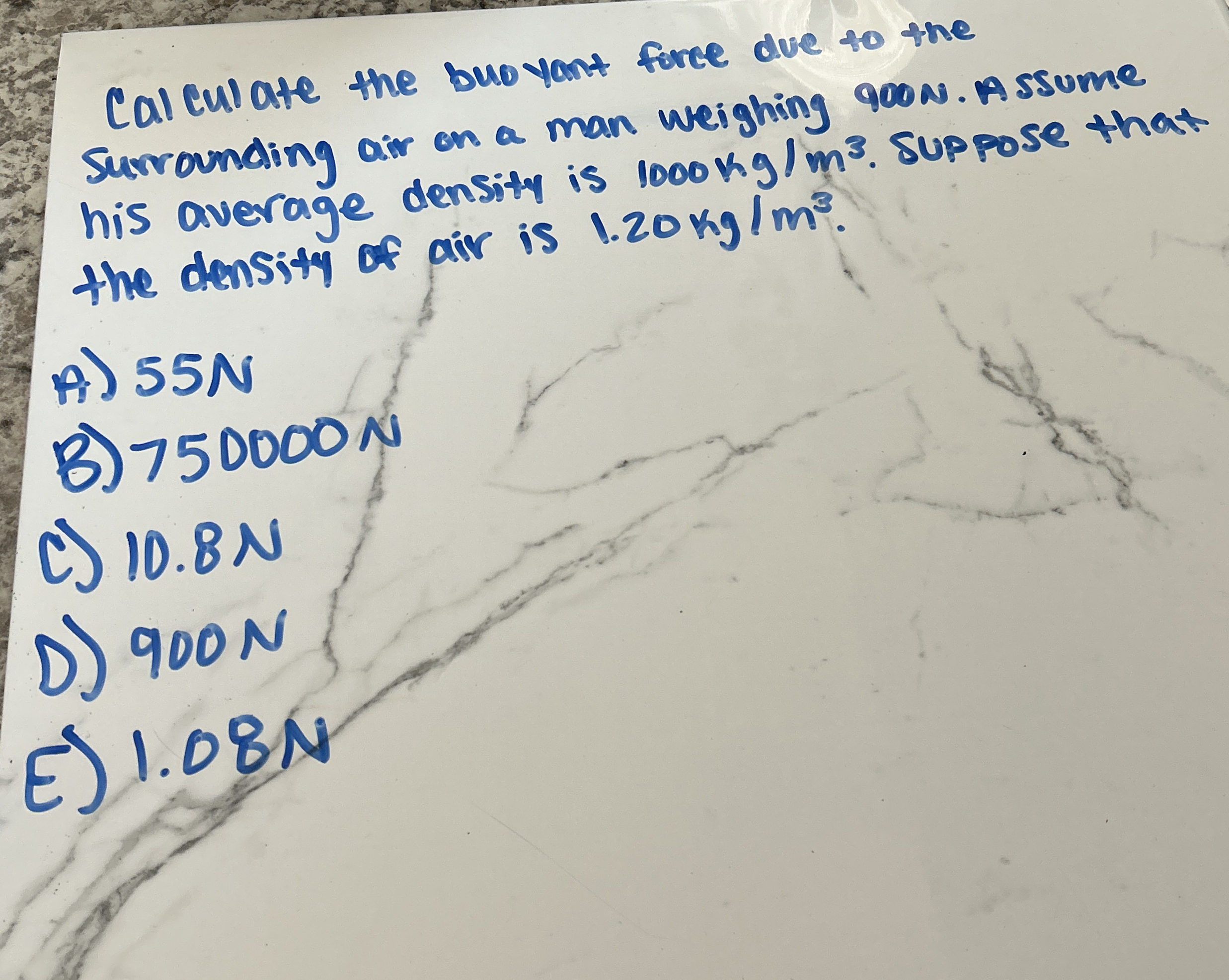 Calculate the buoyont furce due to the