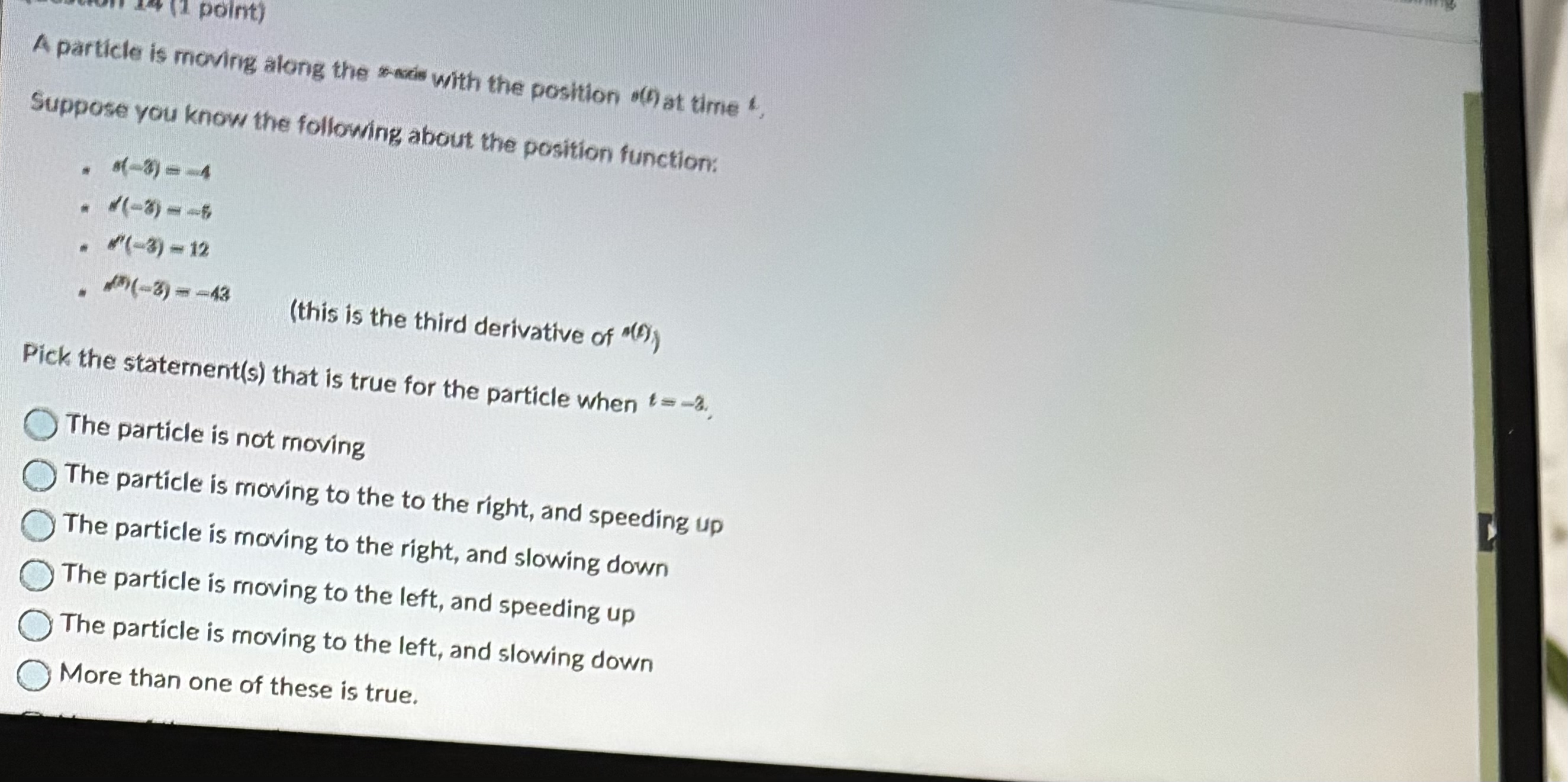 Suppose you know the following about the pasition