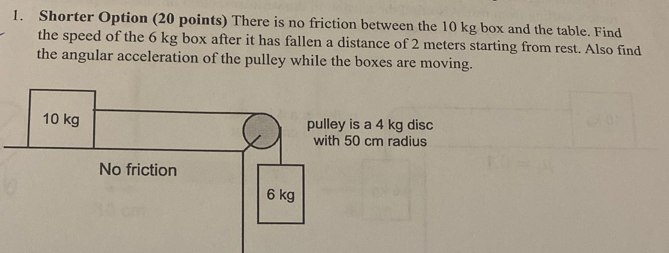 Shorter Option ( 2 0 points ) There is no