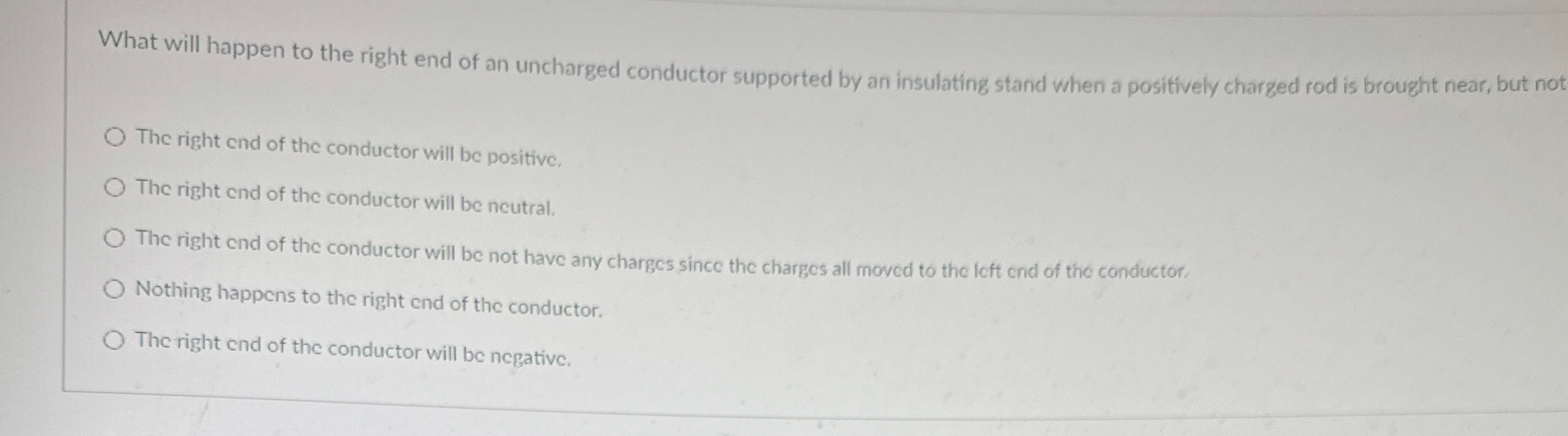 What will happen to the right end of an uncharged